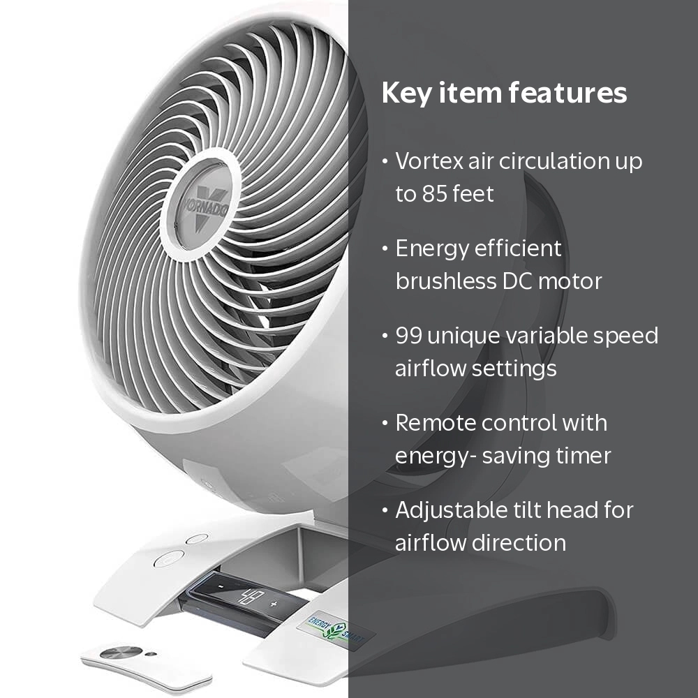 Vornado, Air Circulator Fan, White, Variable Speed, Remote