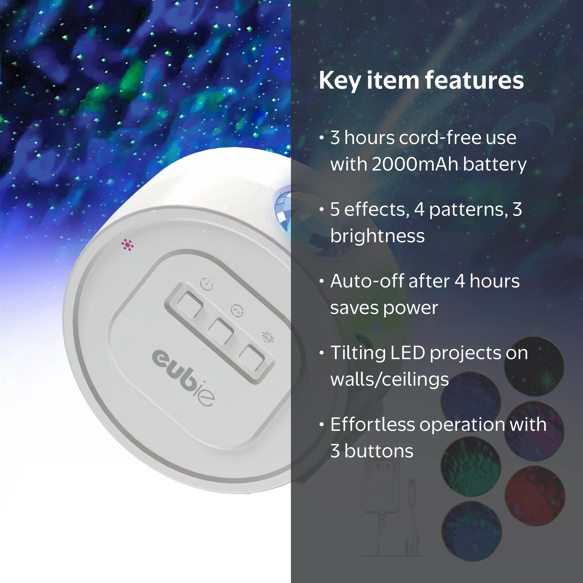 Eubie Colorgalaxy Starlight Projector, LED Night Light with