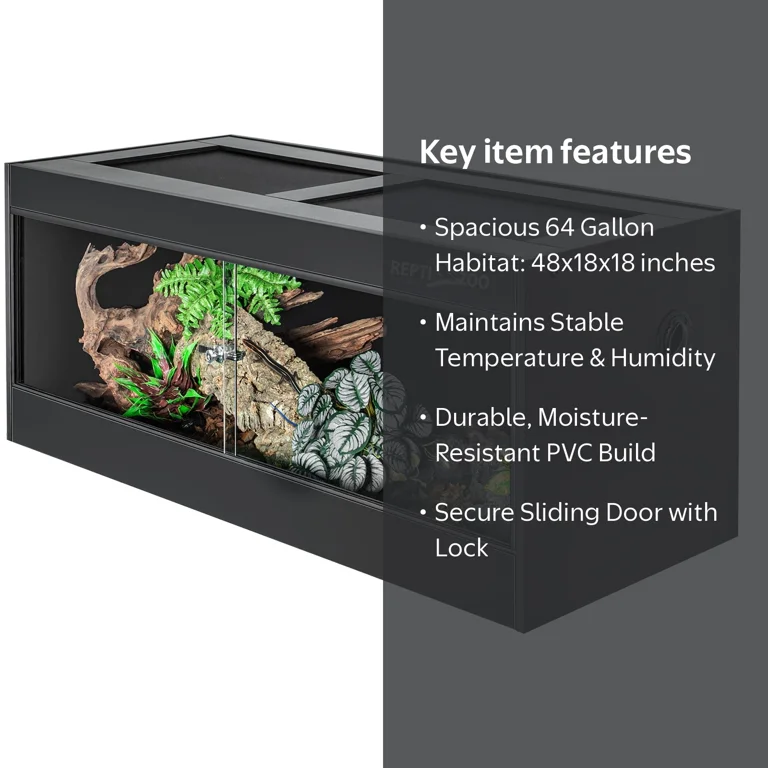 REPTI ZOO 48x18x18 Reptile PVC Terrariums with Glass Sliding Door
