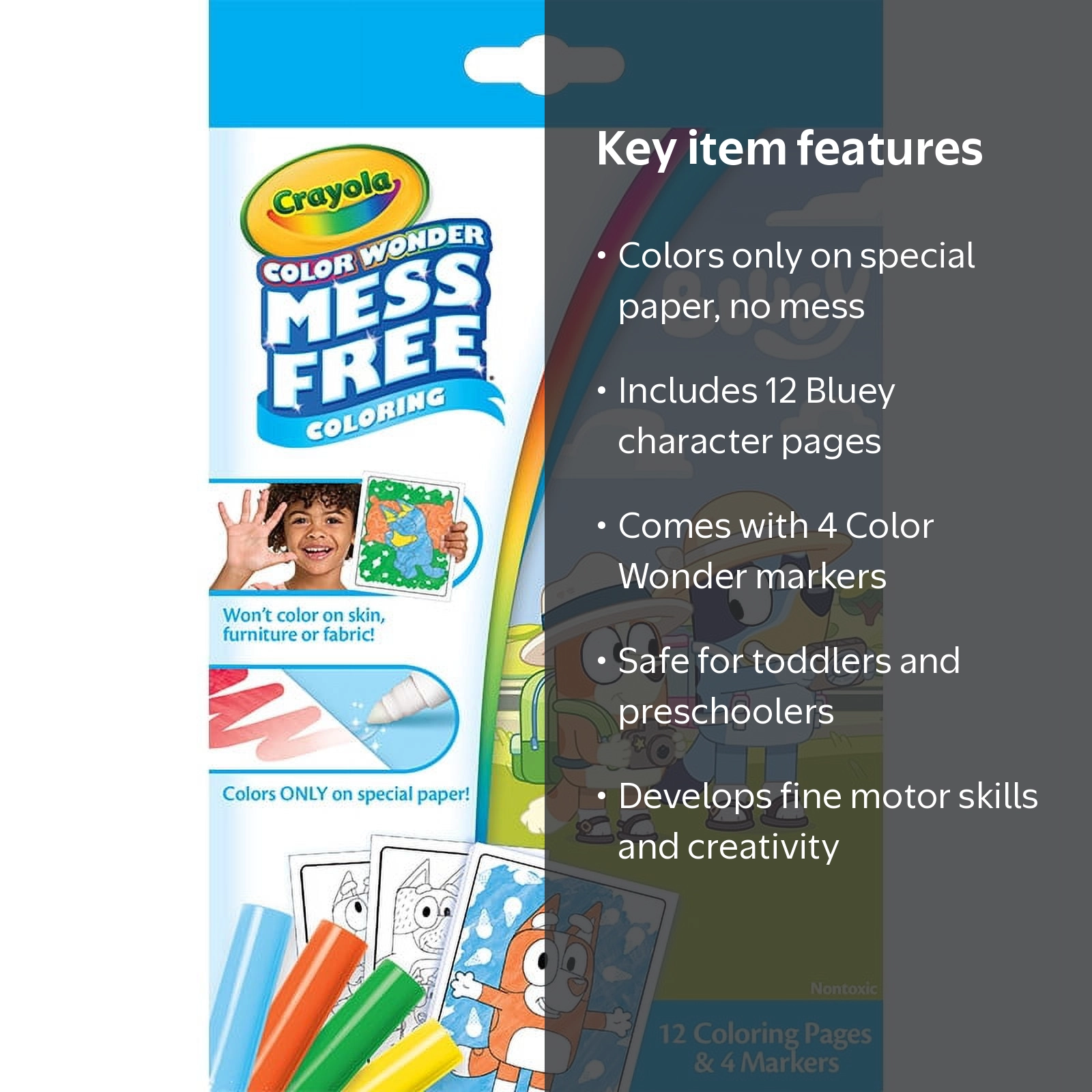 Crayola Bluey Color Wonder Mini Box Set, Mess Free, 12 Pgs & 4