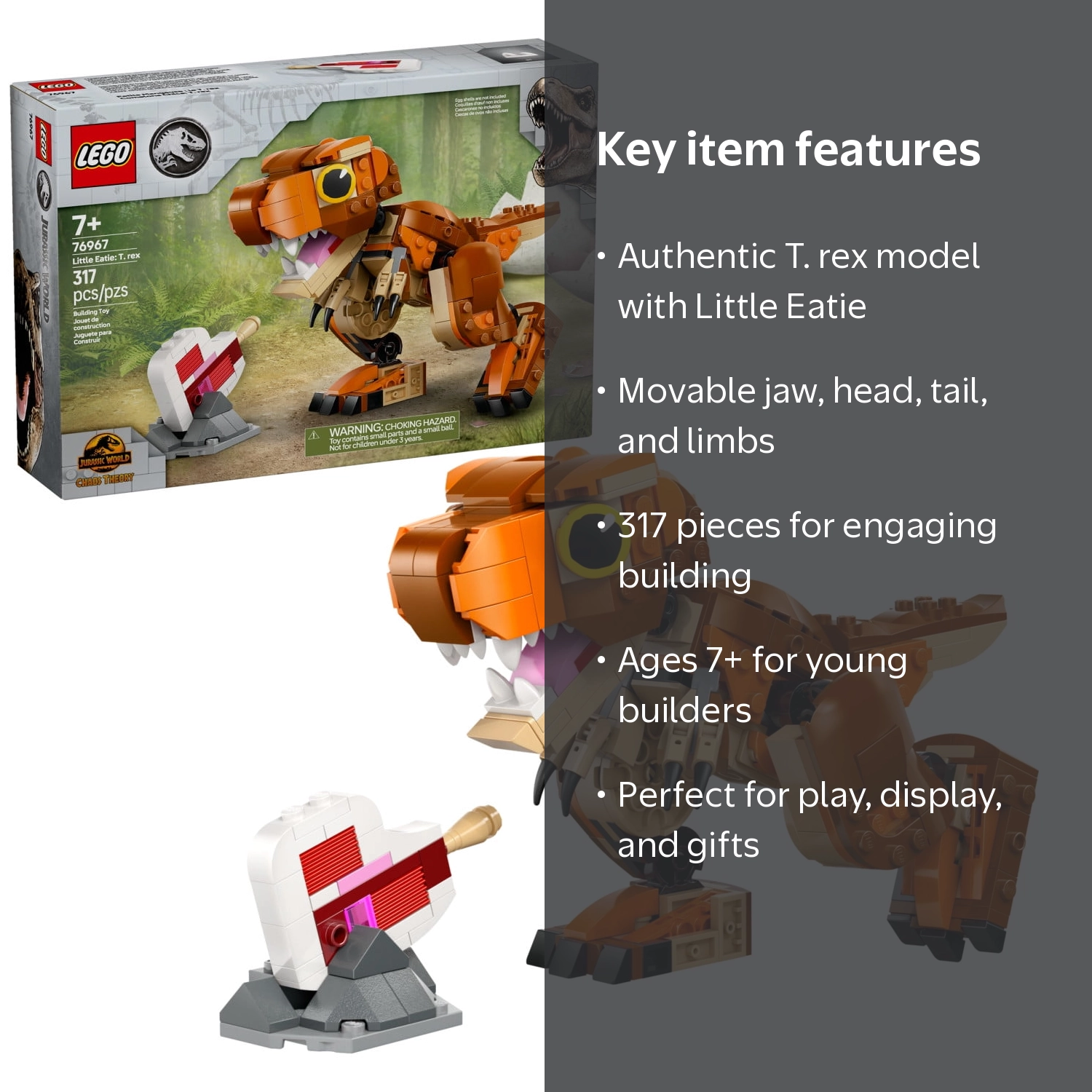 LEGO, Jurassic World Little Eatie T REX Toy, 76967, 317 Pieces