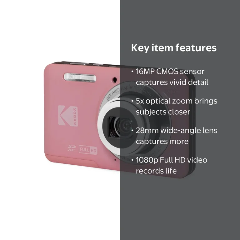Kodak, PixPro FZ55 Friendly Zoom Digital Camera, 16MP, 1080p Full