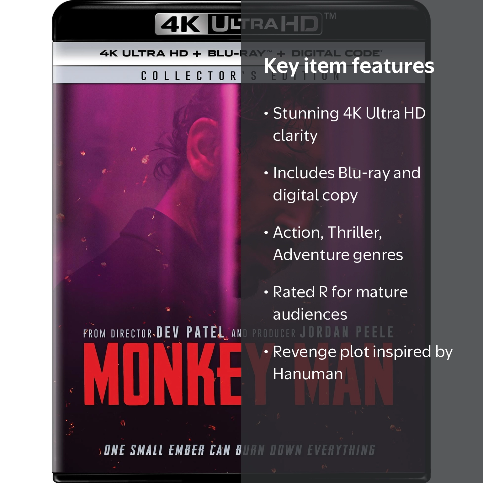 Monkey Man 4K Ultra HD Blu-ray + Digital, Universal Studios