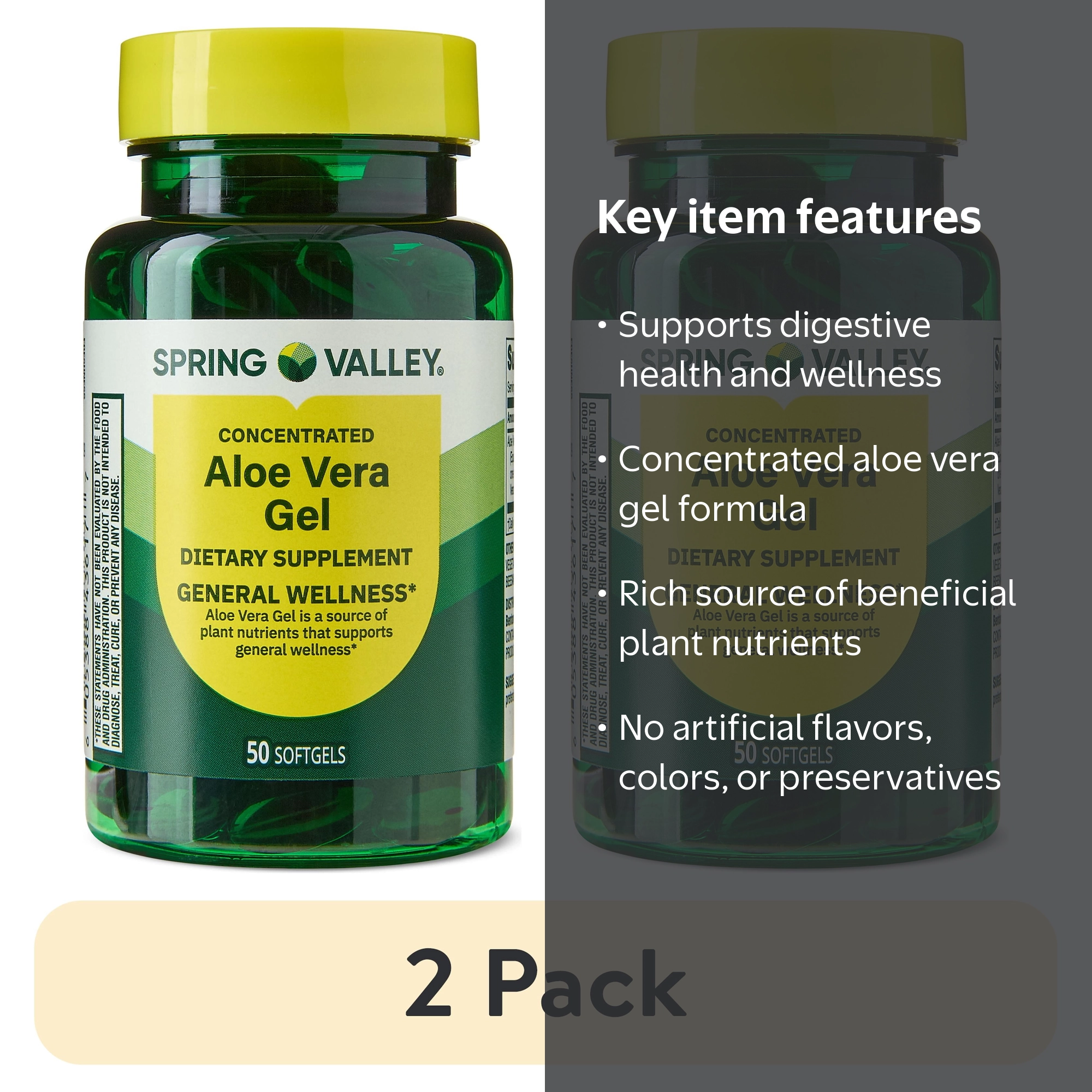 2 pack) Spring Valley Aloe Vera Gel Dietary Supplement for