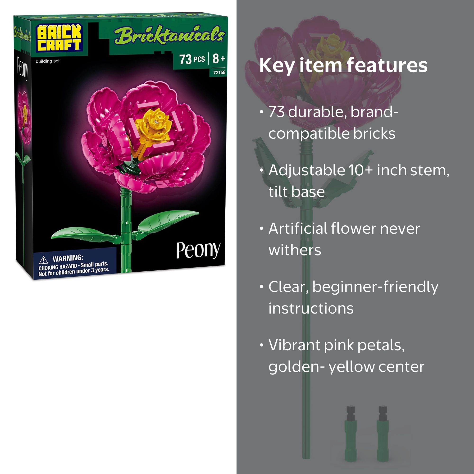 BRICKCRAFT BRICKTANICALS PEONY - Walmart.com