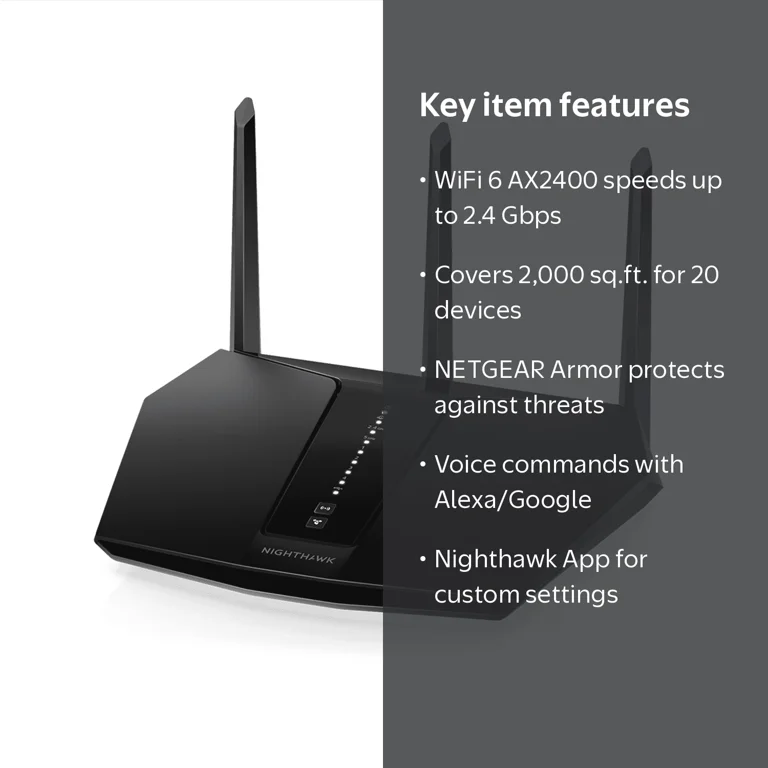 NETGEAR - Nighthawk AX2400 WiFi 6 Wireless Home Internet Router