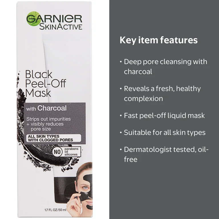Garnier, SkinActive Black Peel Off Mask, 1.7 fl oz, Charcoal
