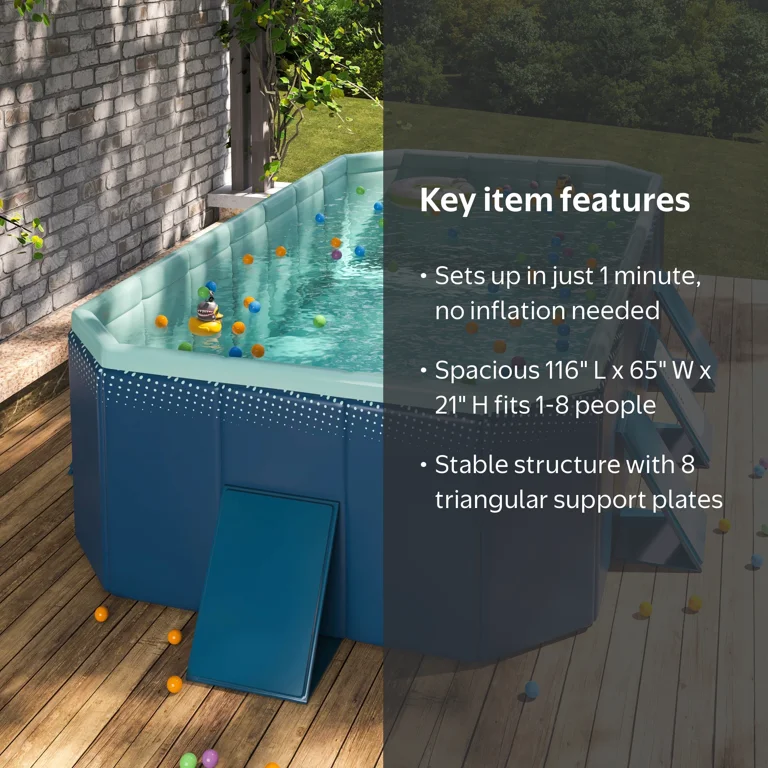 Hyindoor Foldable Non-Inflatable Pool for Adults & Kids, Anti-Slip