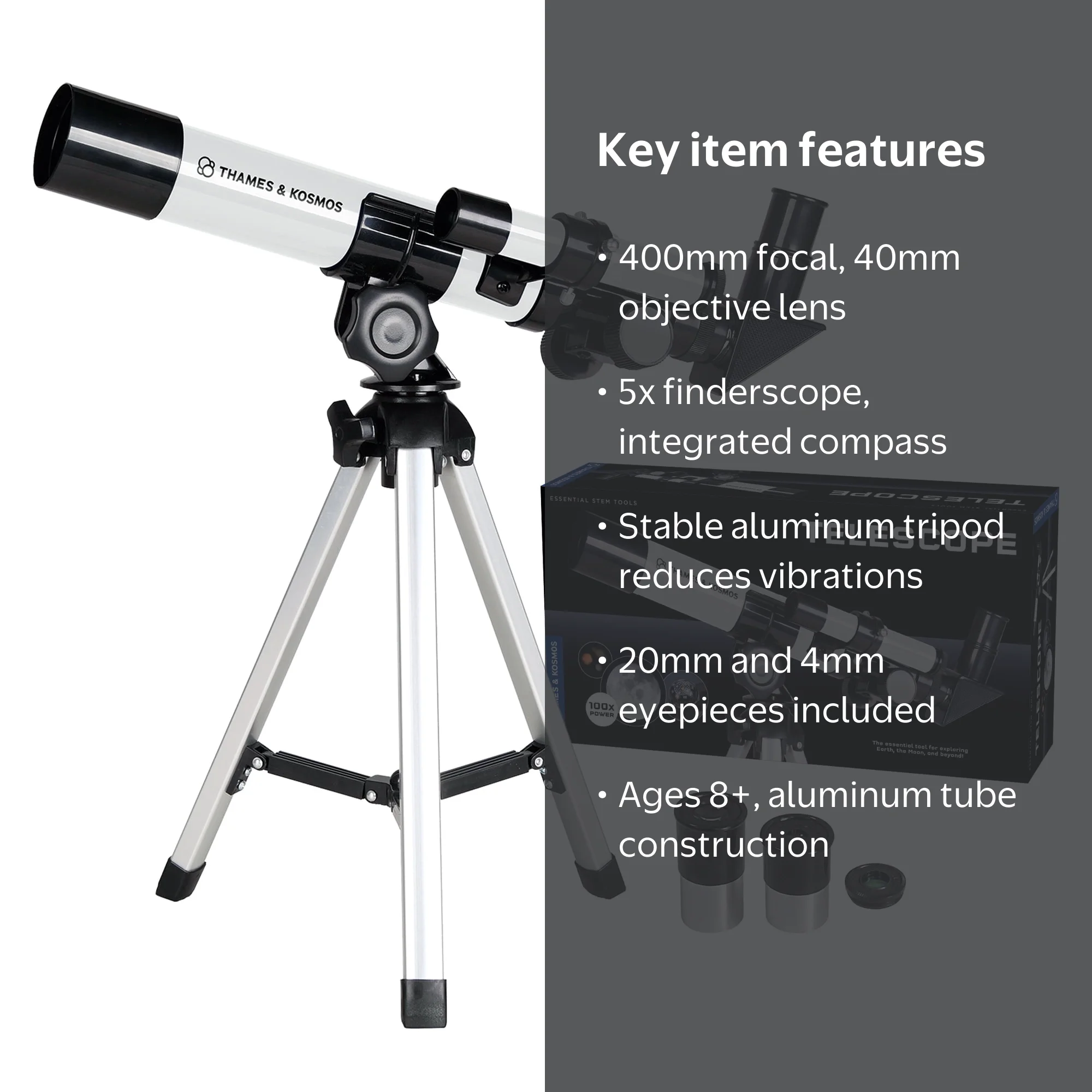 Thames & Kosmos, Telescope, 400-mm Focal Length, Children Ages 8+