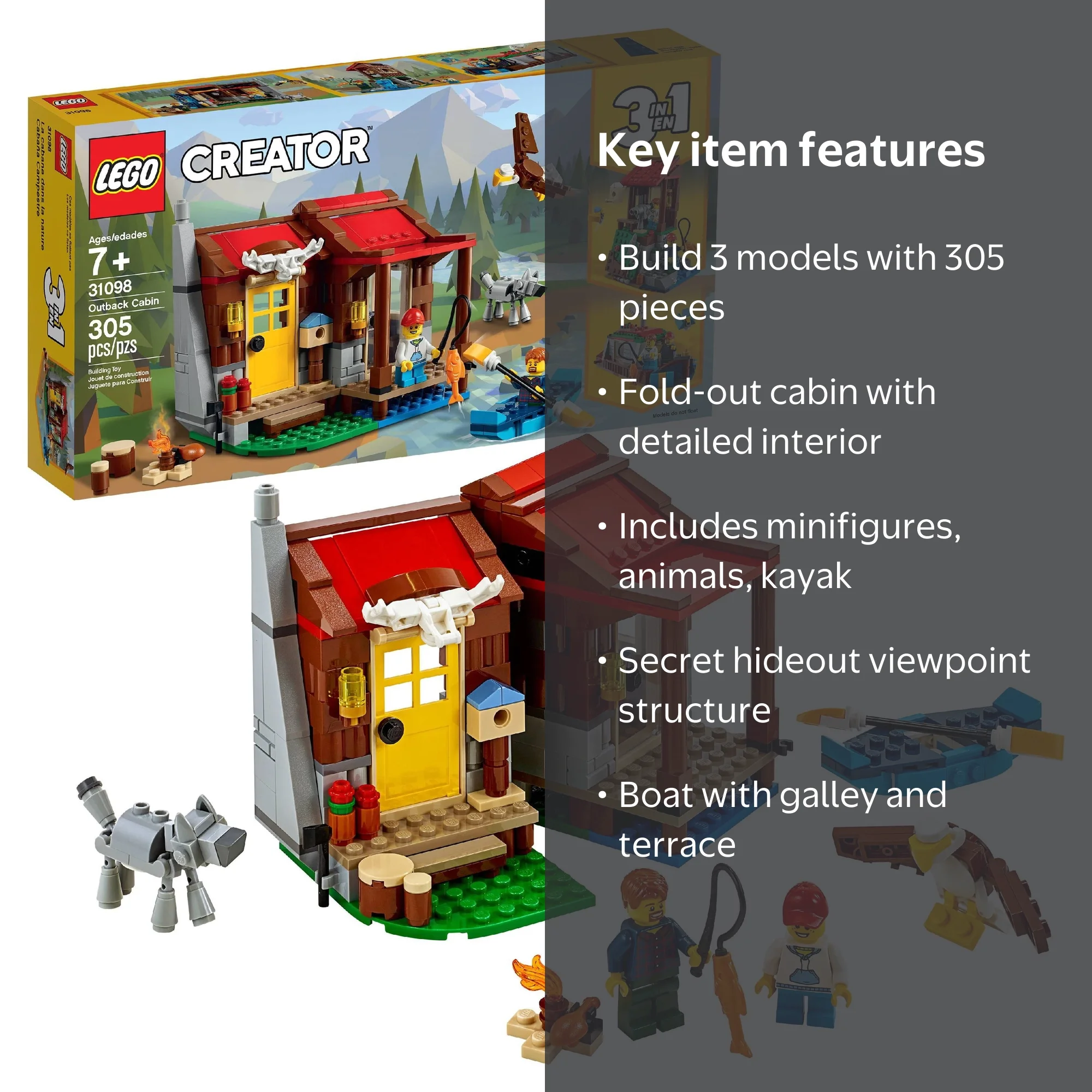 Free Shipping! LEGO Creator Outback Cabin 31098 Toy Building Kit
