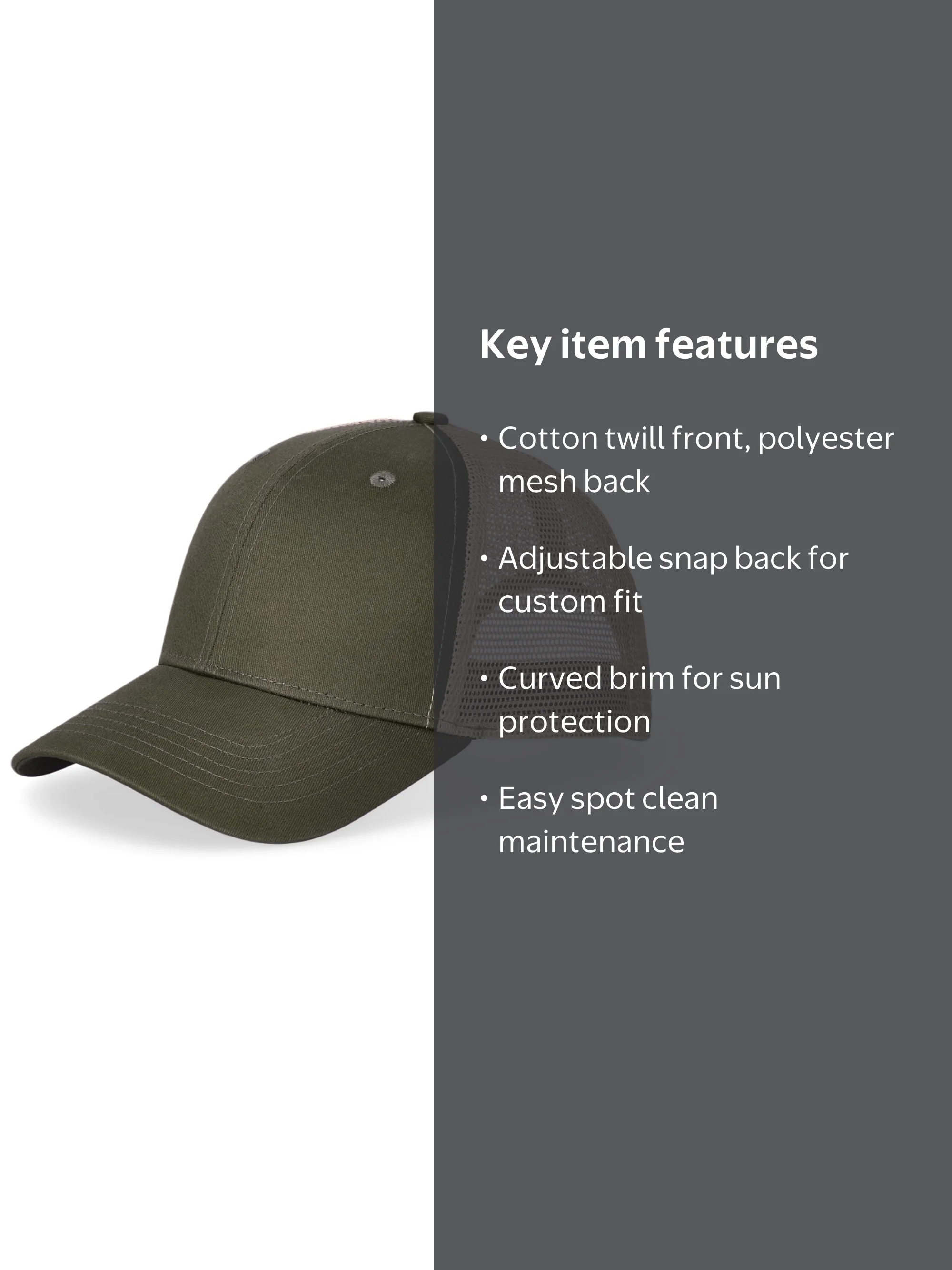 George Men's Cotton Twill Mesh Back Baseball Cap, Olive Khaki