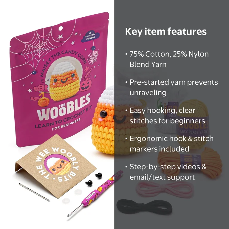 The Woobles Beginner Crochet Amigurumi Kits - Maisey the Candy