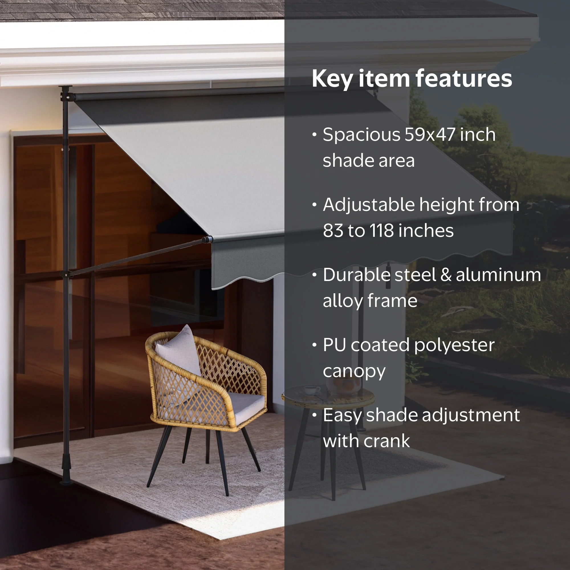 Uforic Retractable Manual Awning - Waterproof Sun Shade - Walmart.com