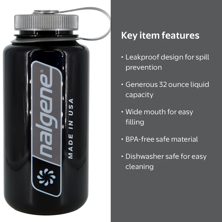 Nalgene, Water Bottle, 32 oz, Sustain Wide Mouth Leakproof