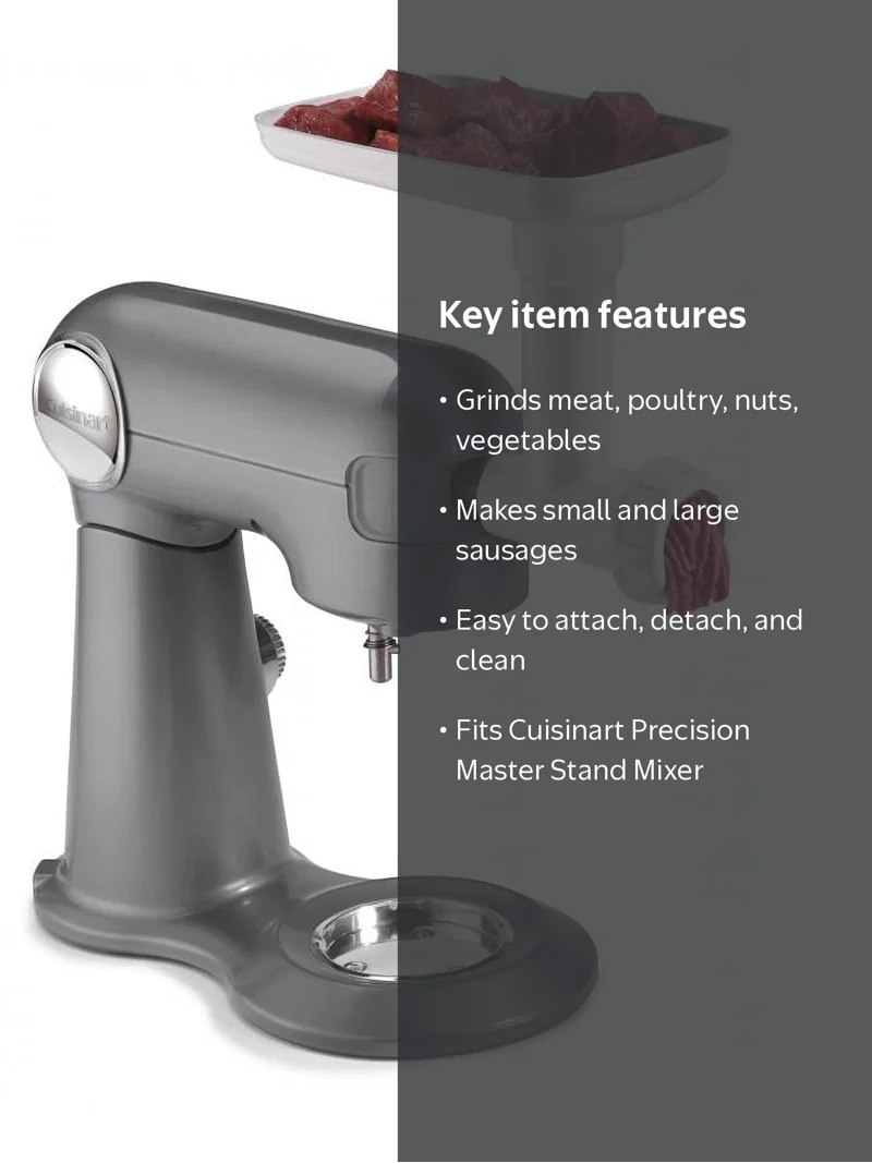 Cuisinart, Stand Mixer Attachments, Meat Grinder, Gray - Walmart.com