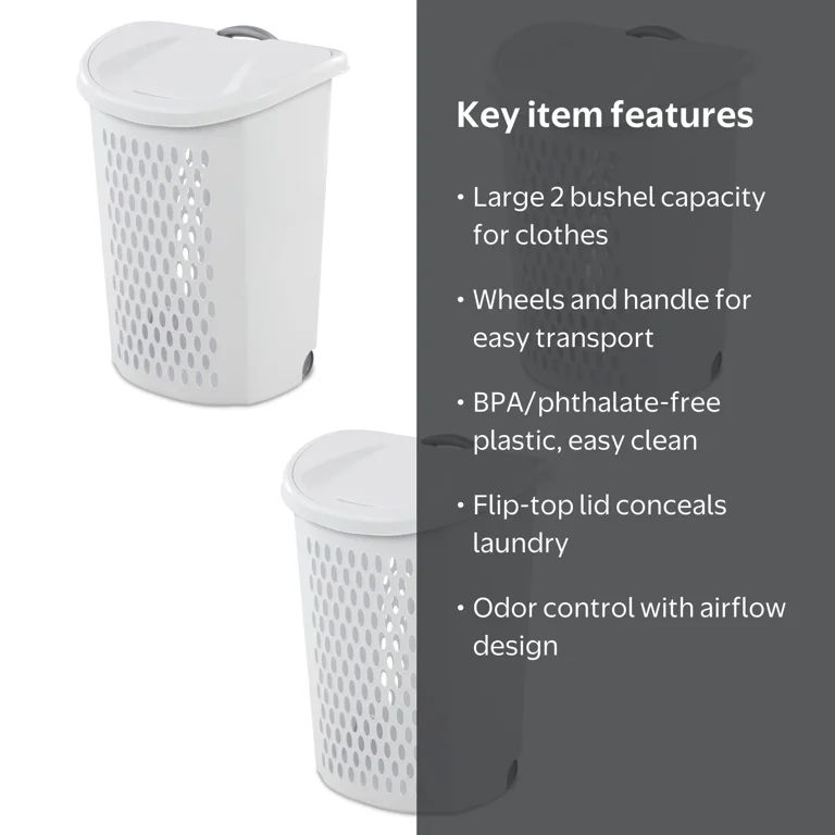 Sterilite Ultra™ Wheeled Hamper, Plastic Laundry Hamper with