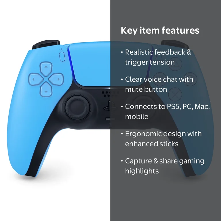Sony PS5 DualSense Wireless Controller - Starlight Blue - Walmart.com