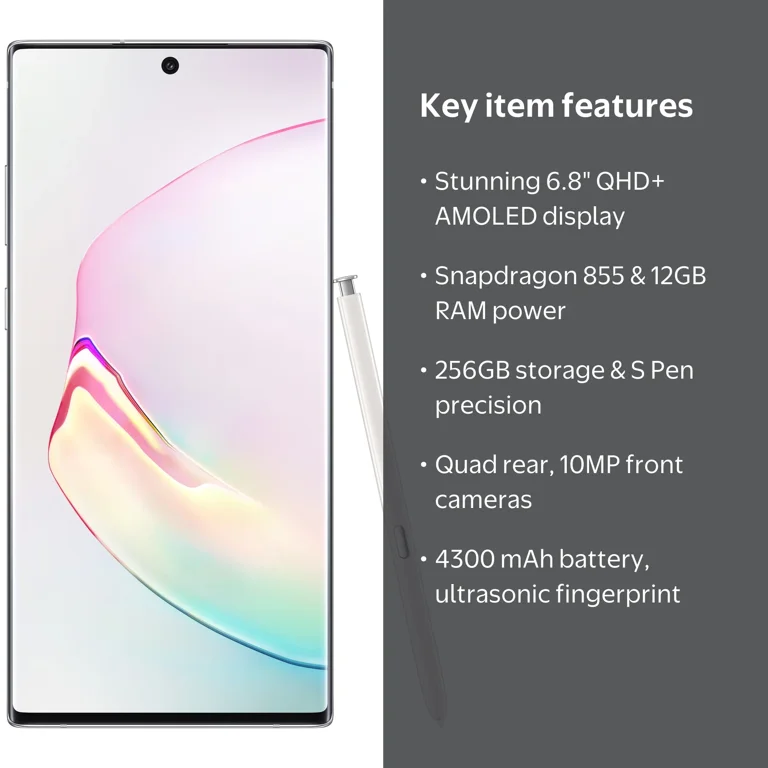 SAMSUNG Galaxy Note 10 Plus Ultra Phone, 256GB White - Unlocked