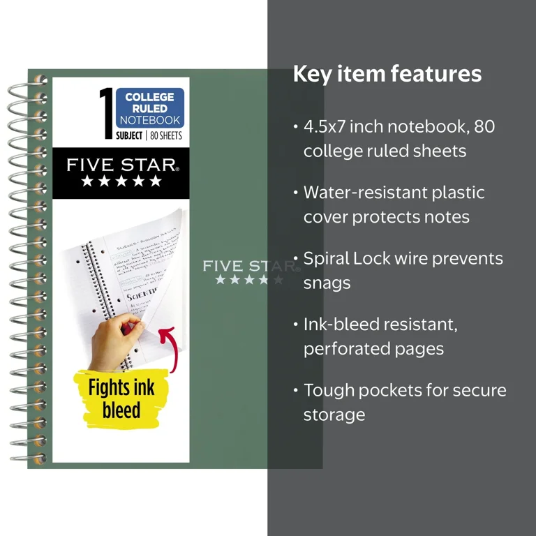 Five Star Personal College Ruled Notebook, 4.5