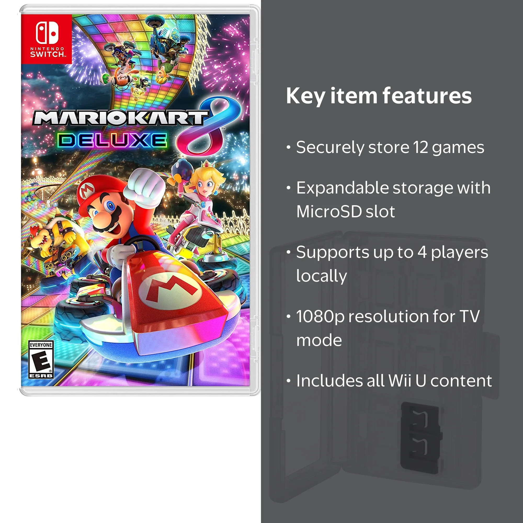 Hard Shell 12 Game Caddy and Mario Kart 8 Deluxe for Nintendo
