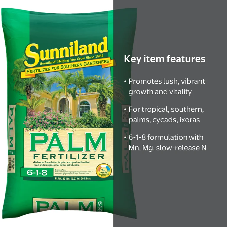 Sunniland Palm Fertilizer, 6-1-8, 20 lb. bag for all palms and