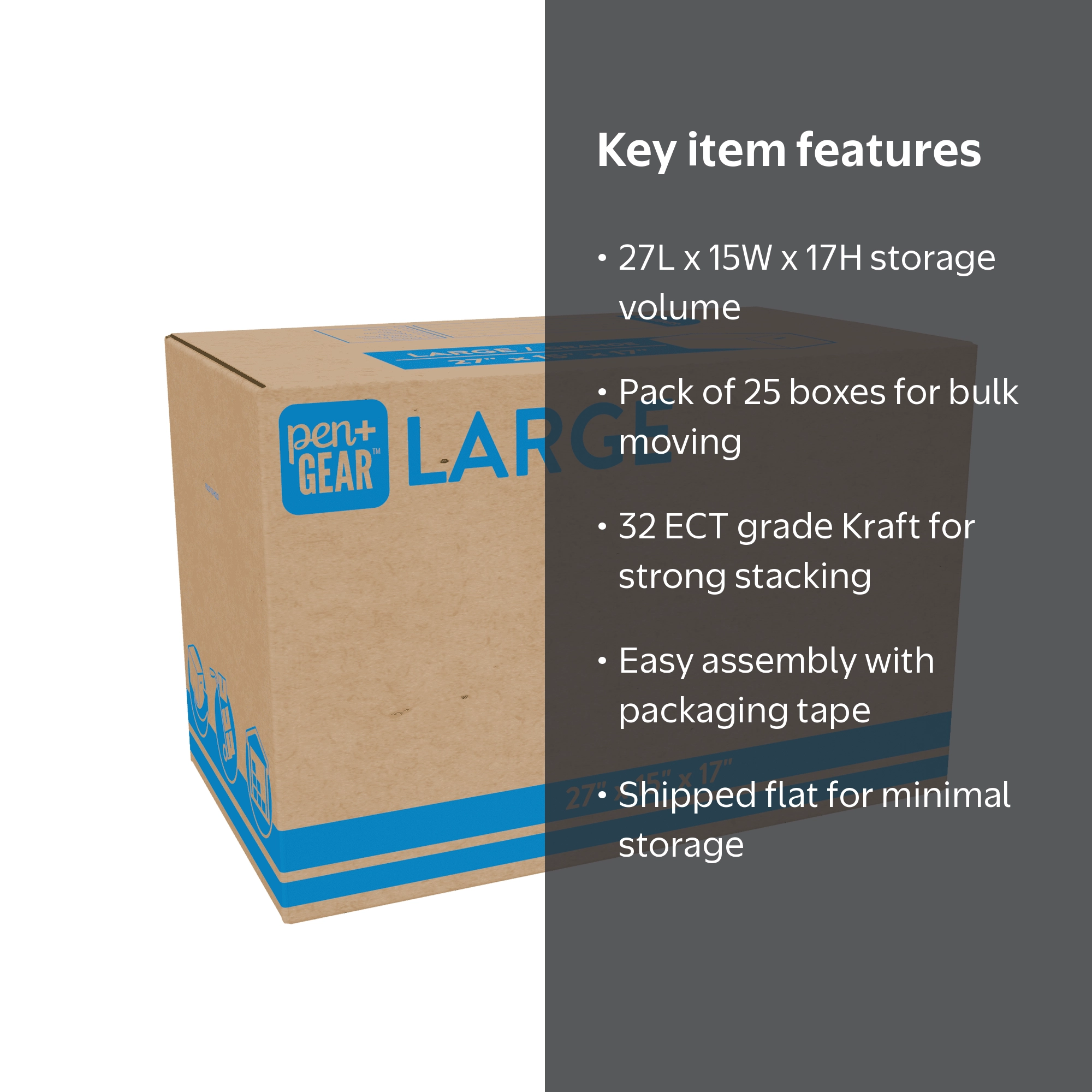 25 pack) Pen+Gear Large Moving Boxes, 27L x 15W x 17H, Kraft