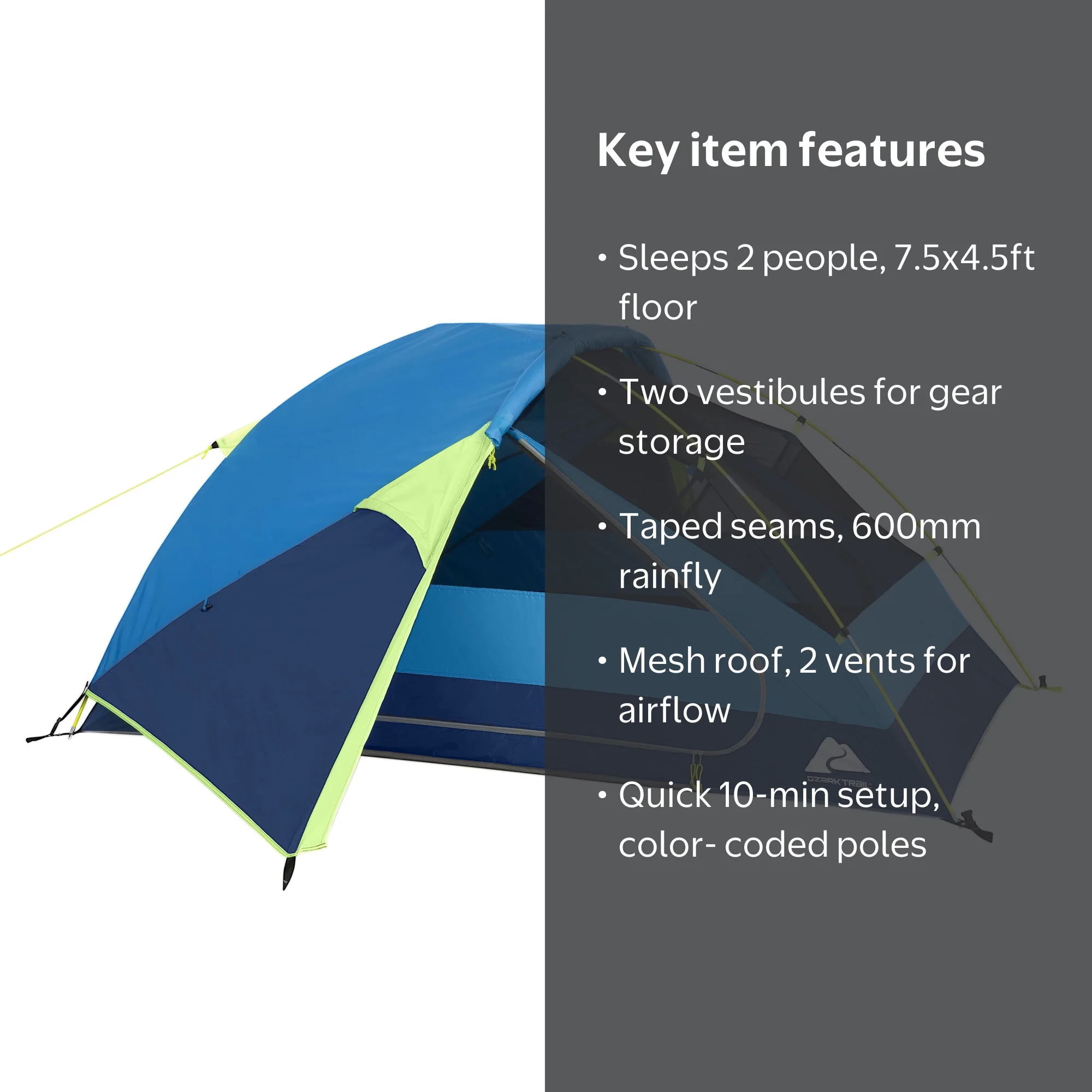 Ozark Trail 2-Person Backpacking Tent - Recycled Polyester