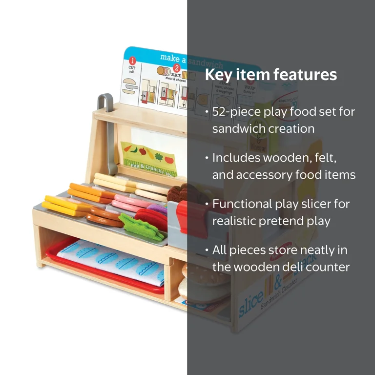Melissa and Doug Wooden Slice and Stack Sandwich Counter, 56