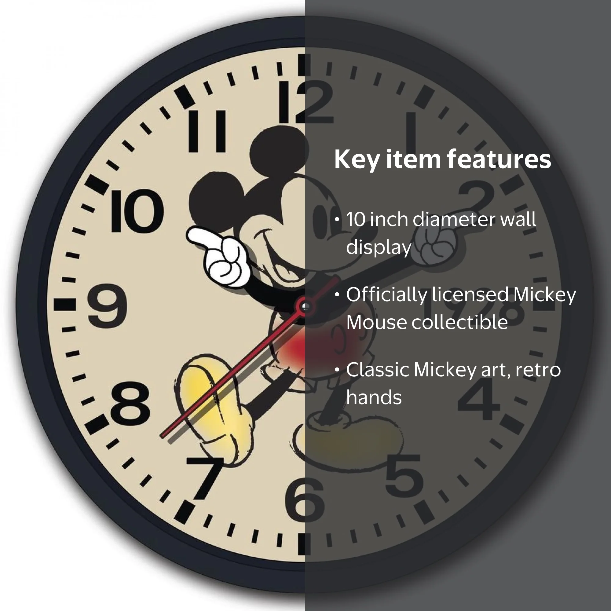 Mickey Mouse Retro Watch Hands 10 Wall Clock - Walmart.com