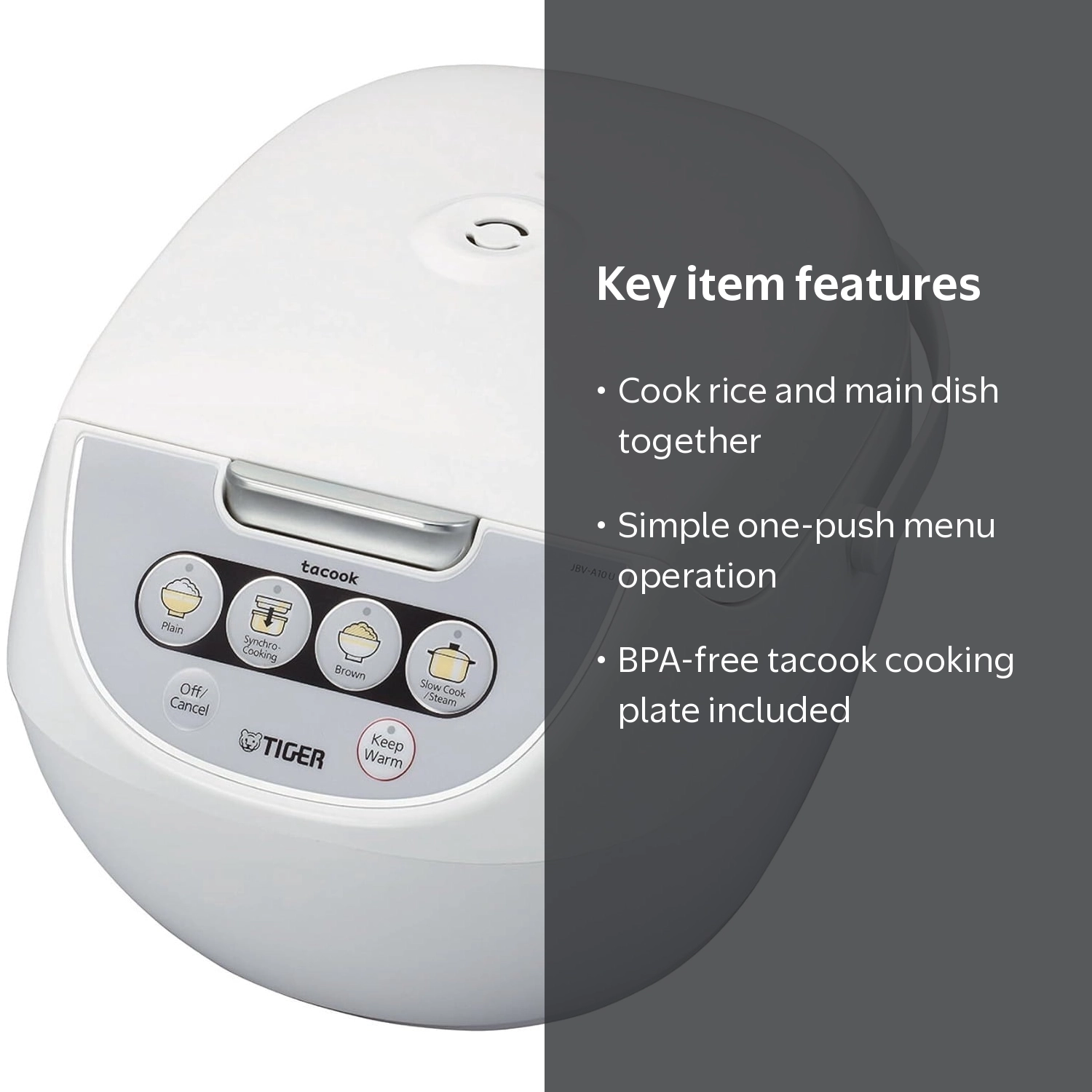 Tiger, Microcomputer Controlled Rice Cooker, 5.5-Cup, White