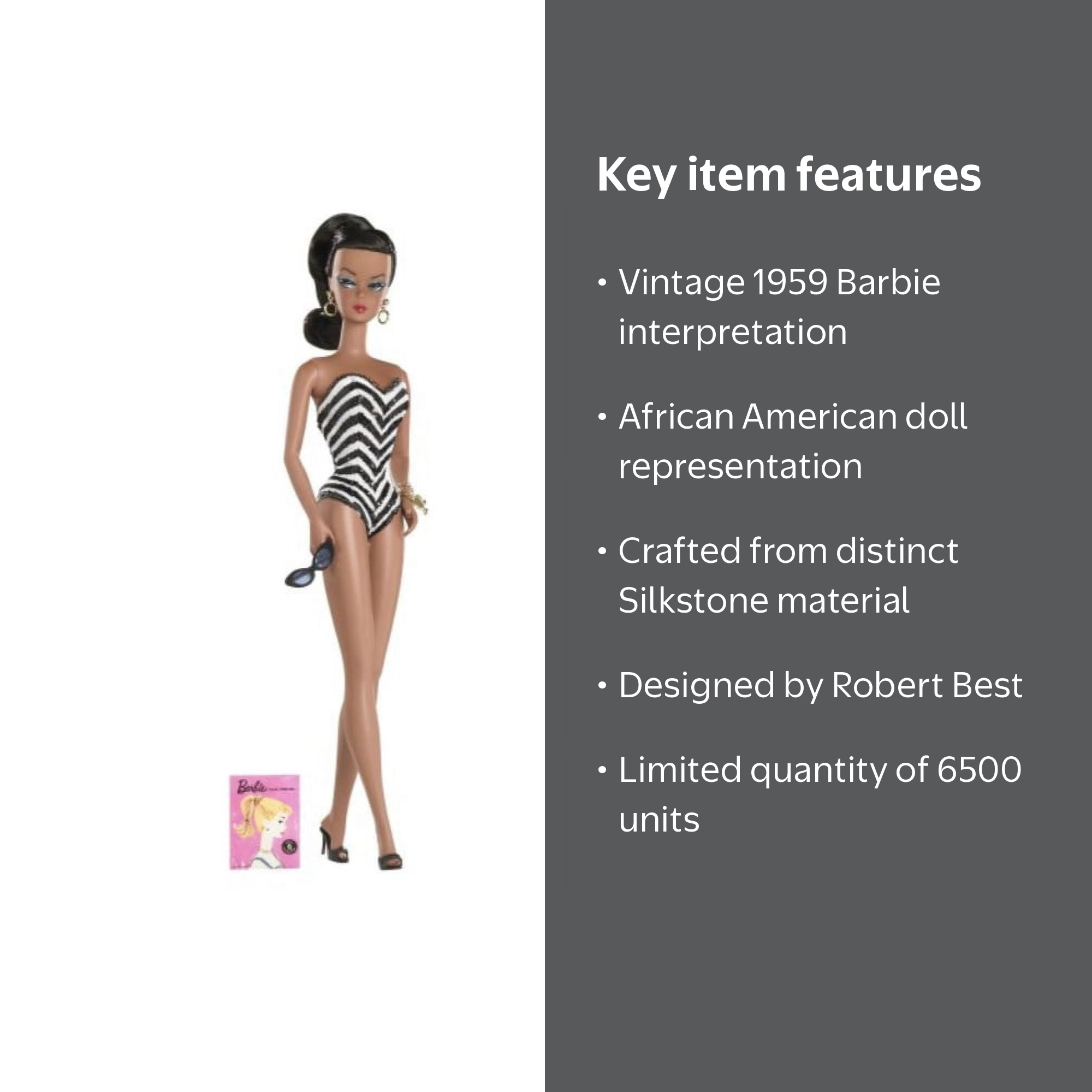 BFMC Debut Barbie 1959 Doll African American Silkstone Mattel