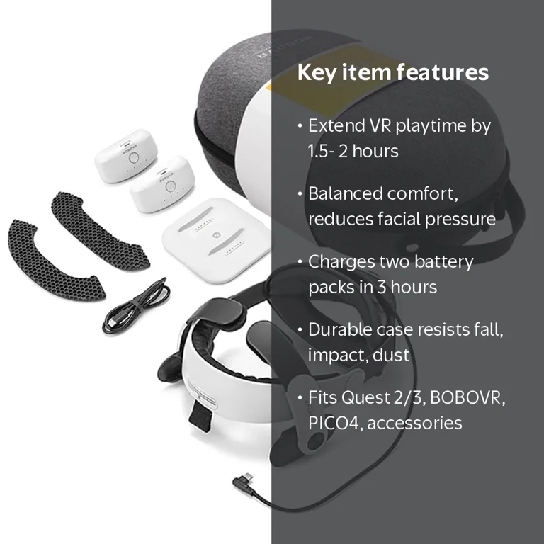 BOBOVR M3 Pro Battery Head Strap Twin Charger Station and C2 Case