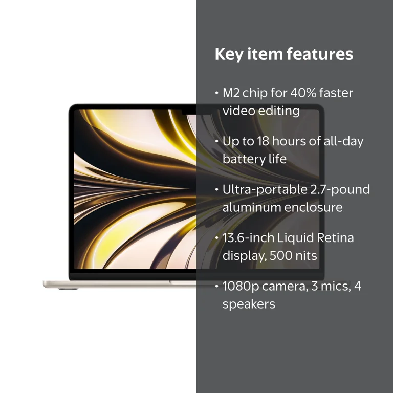Apple MacBook Air 13.6-inch, M2 Chip, 8-Core CPU, 256GB SSD, 16GB