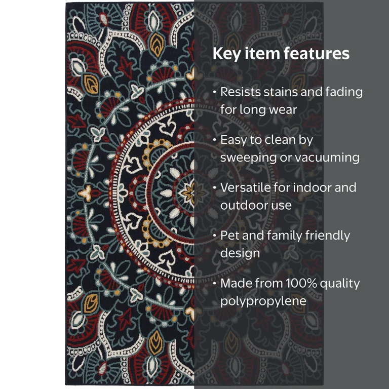 Mainstays 5x7 Outdoor Rug, Medallion Pattern, Durable