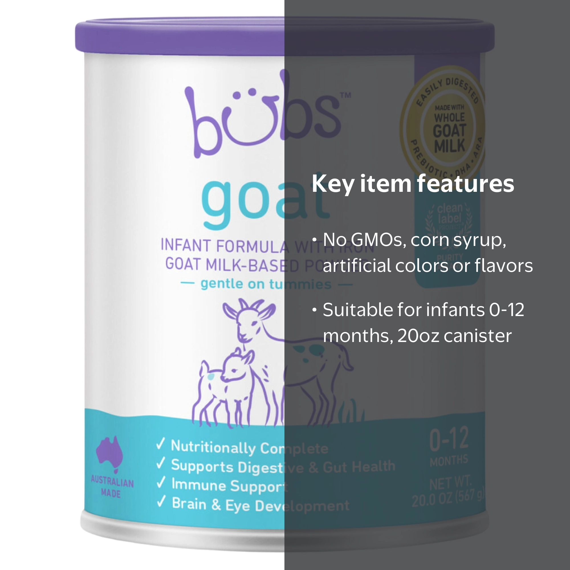 Bubs Easy Digest Goat Milk Infant Formula Powder (Babies 0-12
