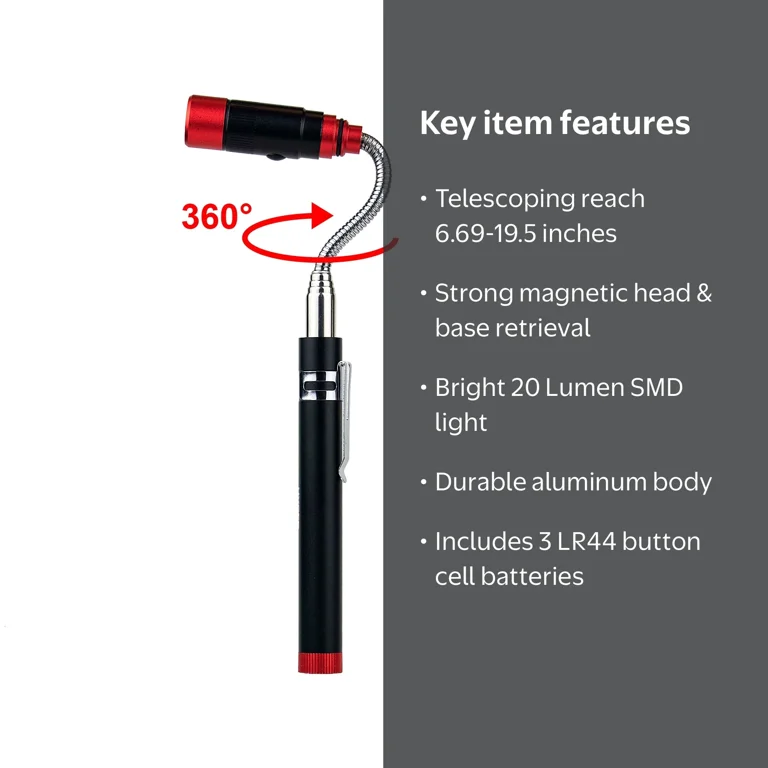Hyper Tough LED Pen Light with Magnetic Head and Base, Extendable