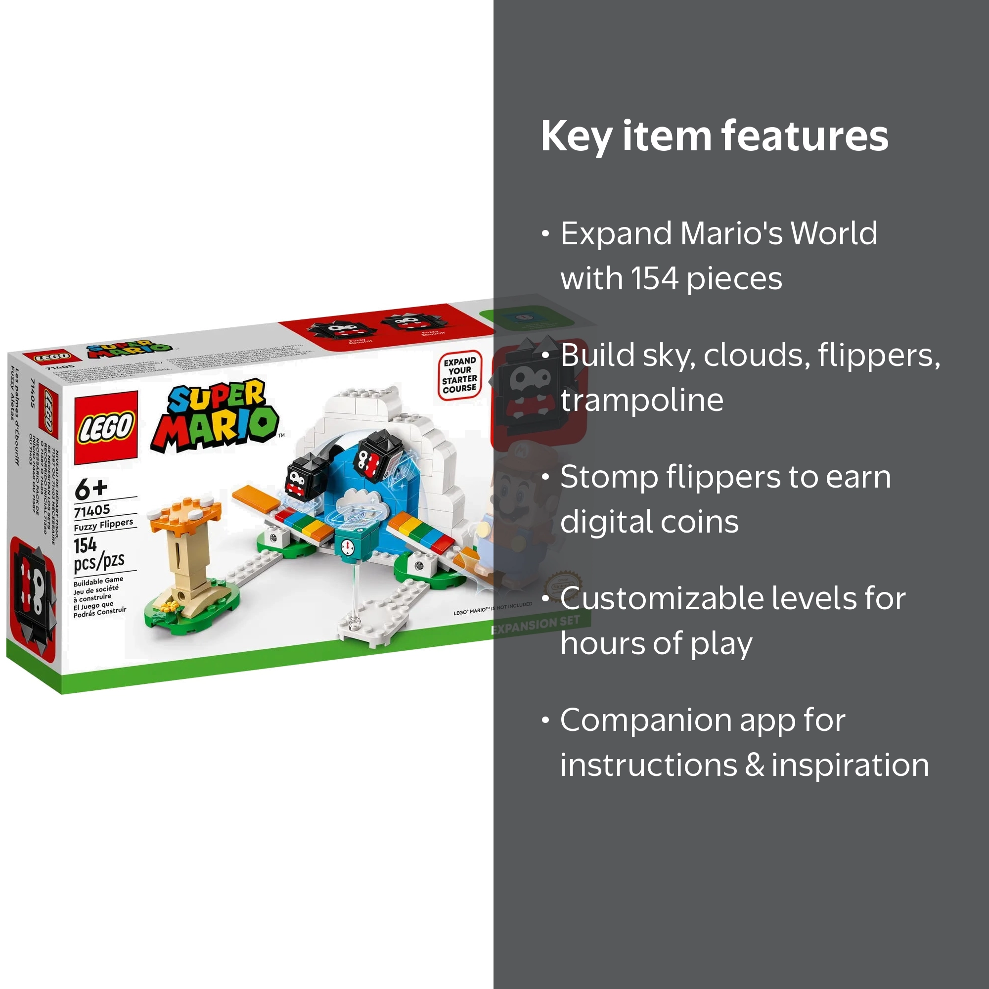 LEGO, Super Mario Fuzzy Flippers Expansion Set 71405, 154 Pieces
