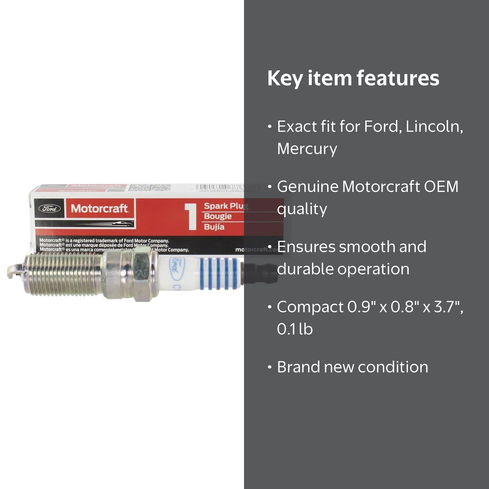 Motorcraft, Spark Plugs, SP535X, 1.76 oz, Meets OEM specifications