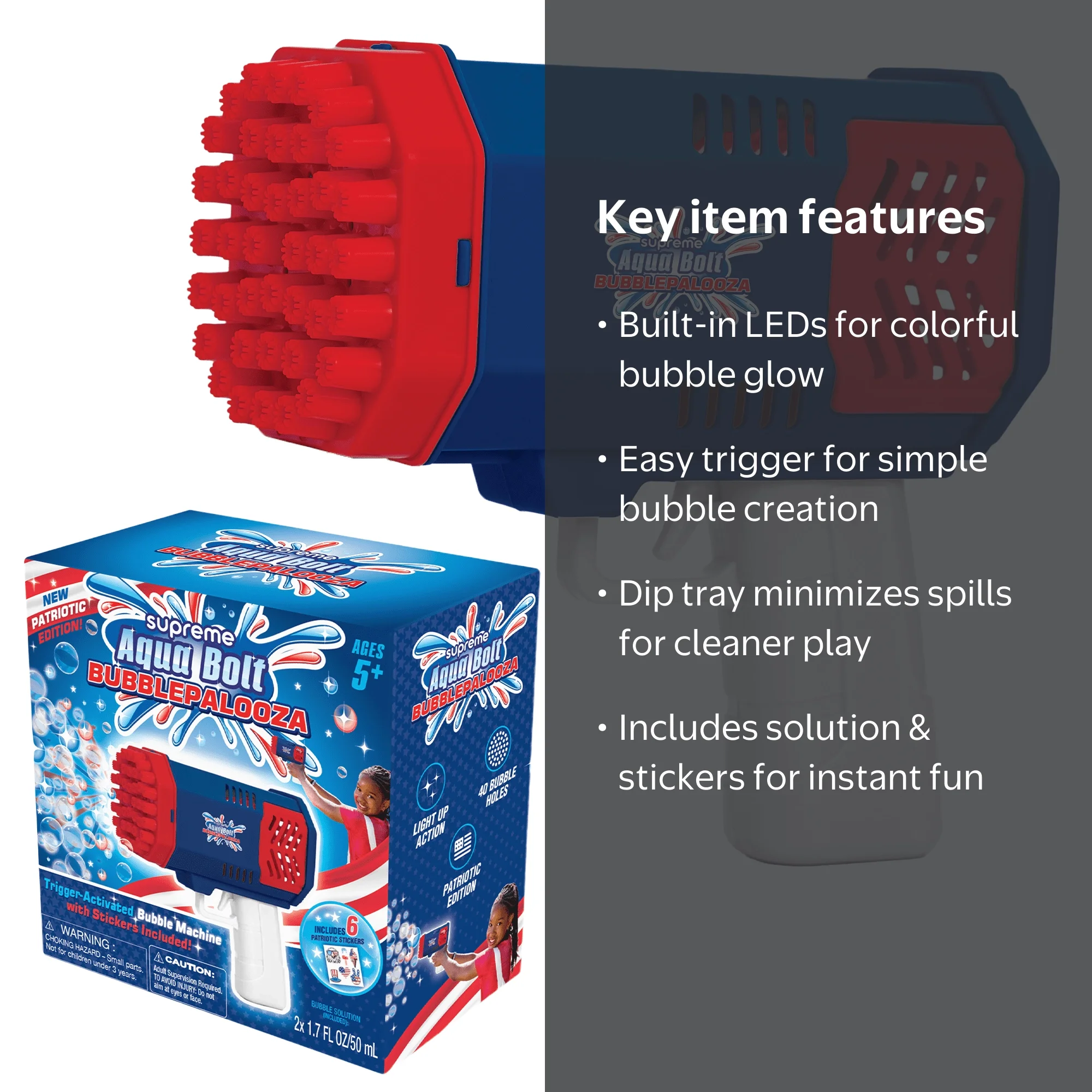 Supreme Aqua Bolt Bubblepalooza, Automatic Bubble Blowing Gun Toy