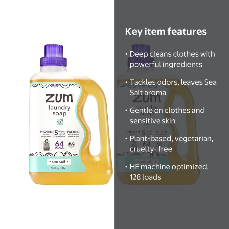 ZUM, Laundry Soap, 64 fl oz, Wash Up to 64 Loads, Liquid Plant