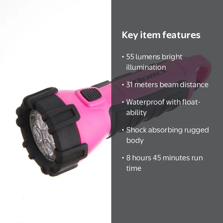 Dorcy, Waterproof LED Flashlight, 55 Lumen Floating Pink