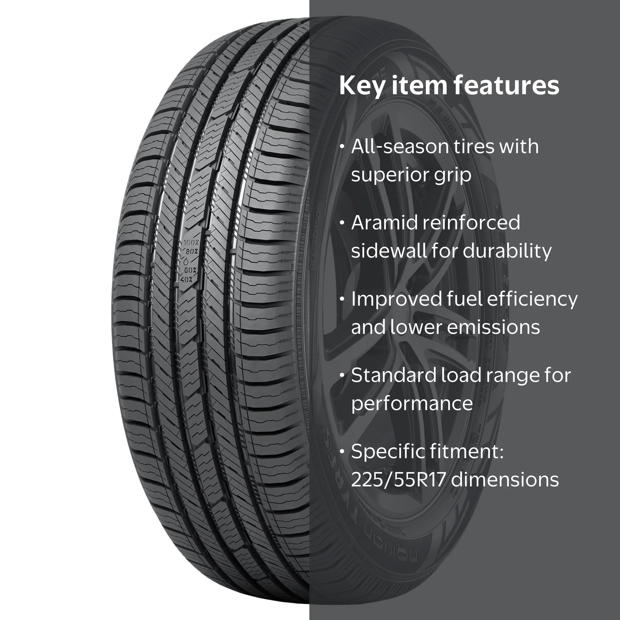 Nokian One All Season Passenger Tire 225/55R17 97V, Excellent