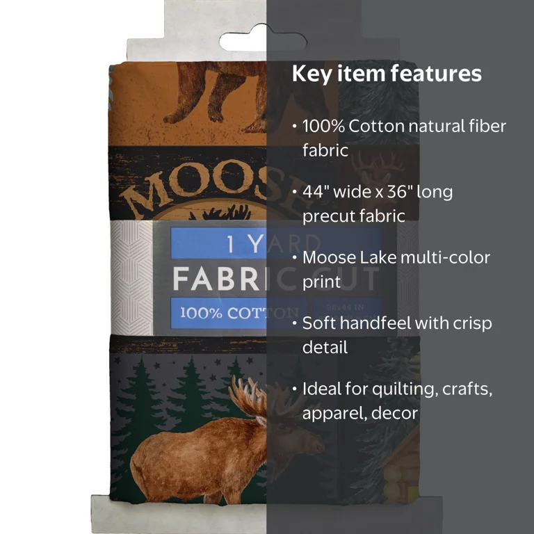 1 Yard 100% Cotton Moose Lake, Multi-color, 44