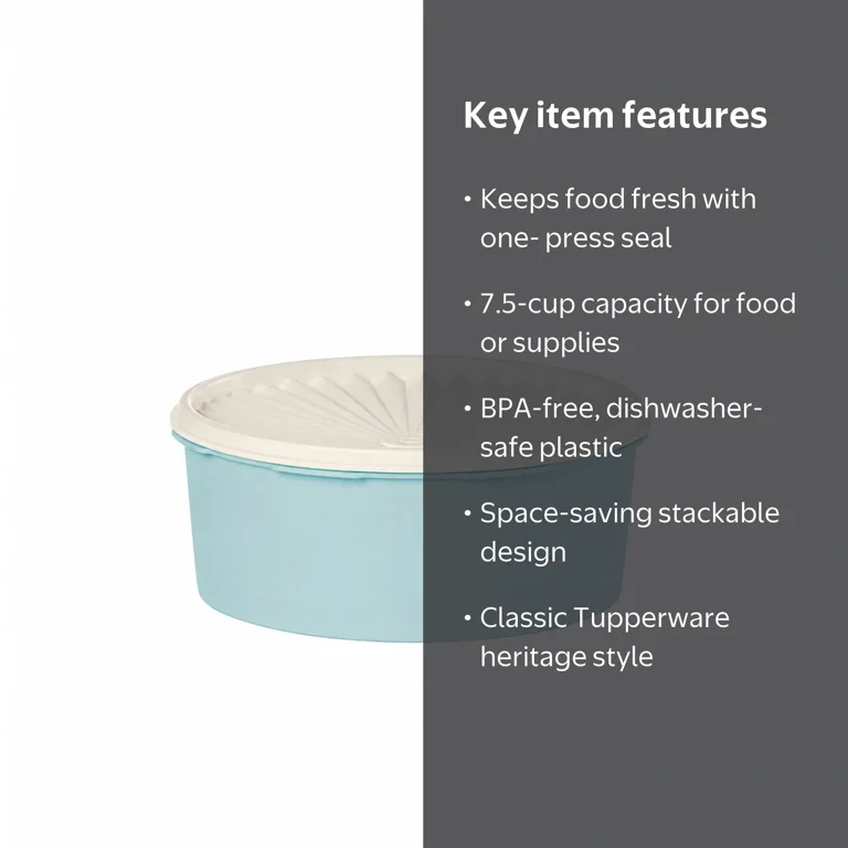 Tupperware Heritage Plastic 7.5-Cup Food Storage Canister with Lid