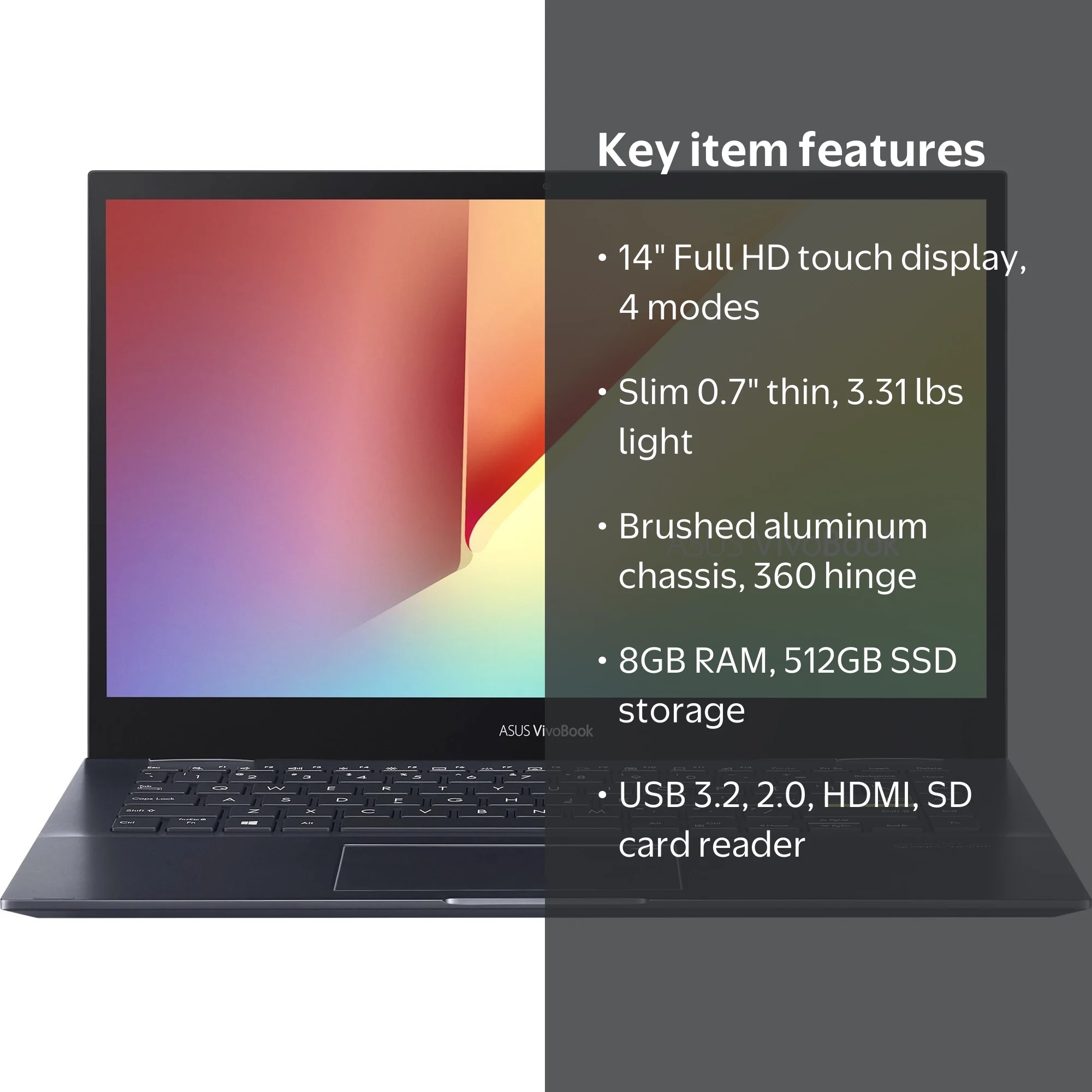 ASUS VivoBook Flip 14 Touchscreen Laptop, Full HD, AMD Ryzen 5
