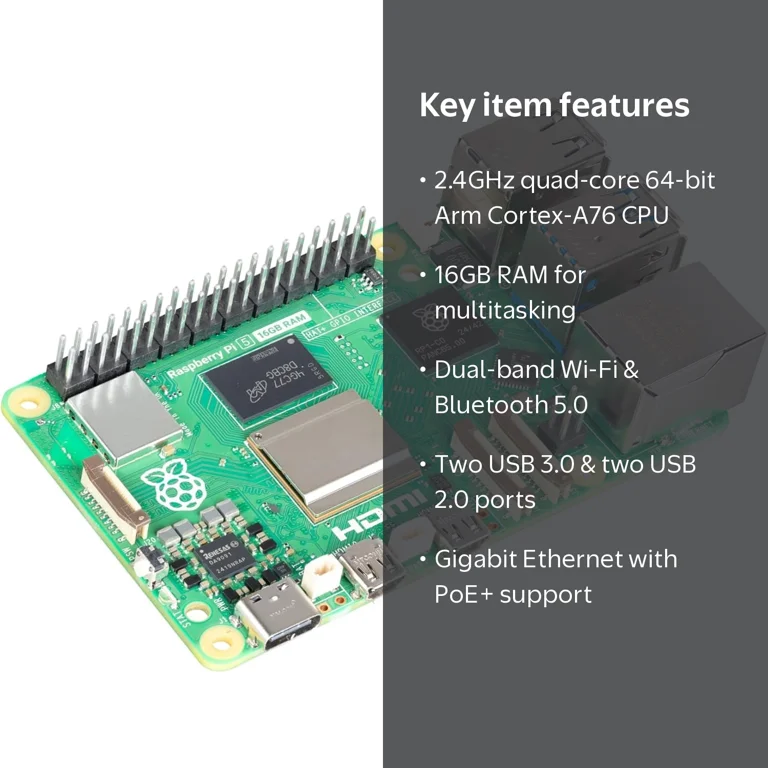 Raspberry Pi, Single Board Computer, 16GB RAM, Broadcom BCM2712