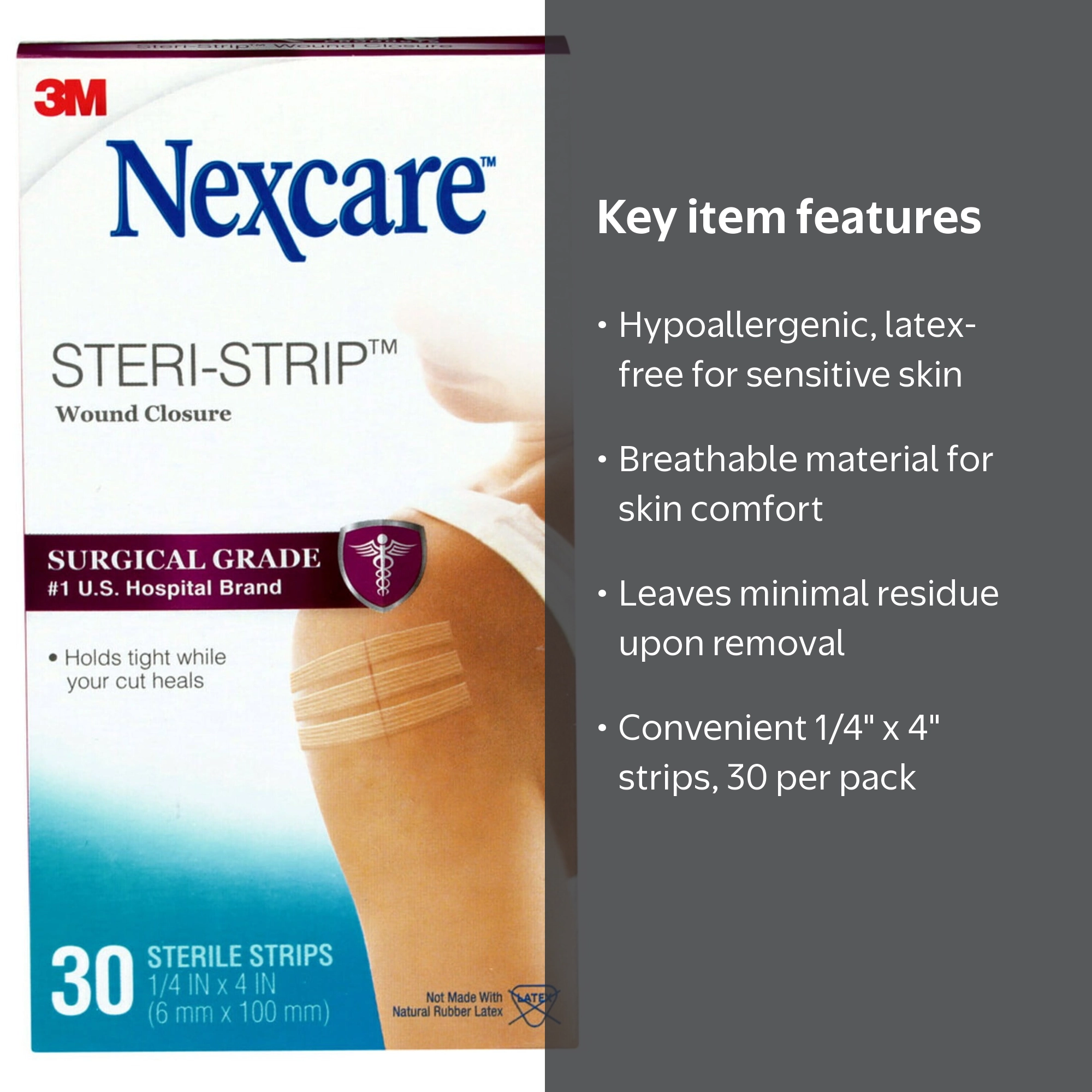Nexcare Steri-Strip Skin Closure, Hypoallergenic, 1/4