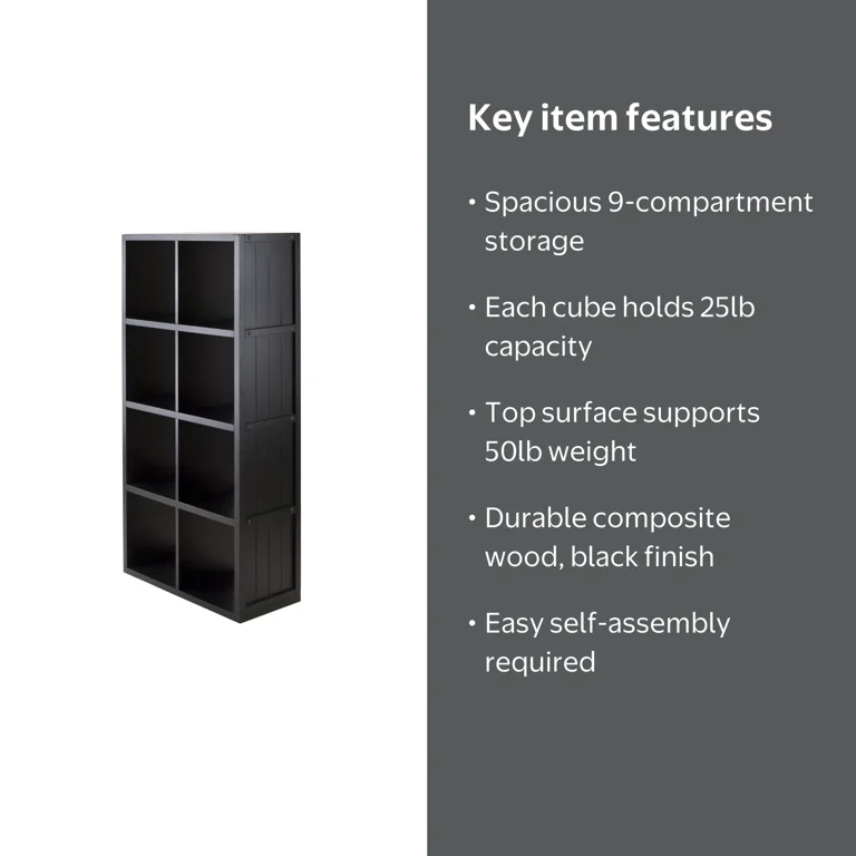 Winsome, Storage Cube Shelf, Timothy 4x2, Black Finish - Walmart.com