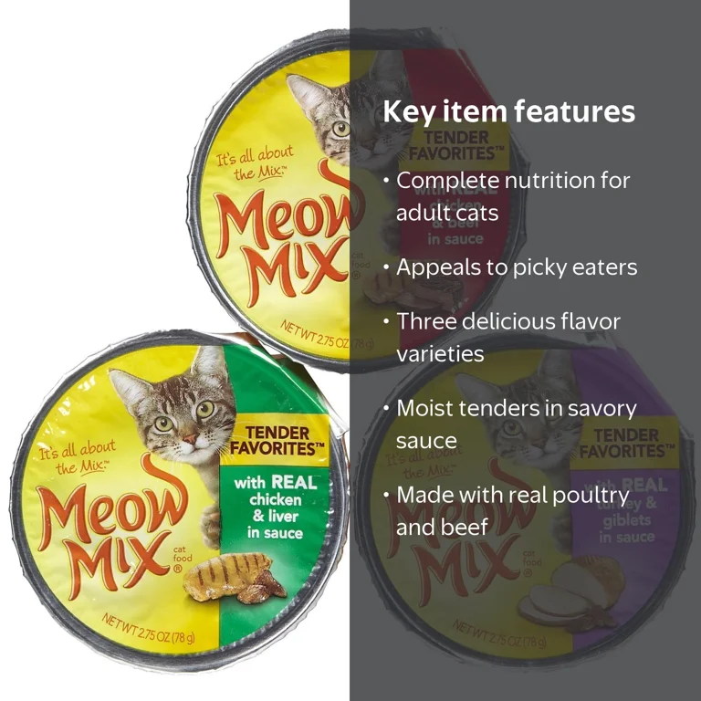 Meow Mix, Wet Cat Food, 12 Pack, Poultry & Beef Variety Pack