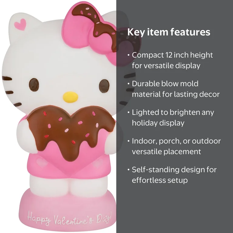 Valentine Lighted Blow Mold Outdoor Decor Hello Kitty Love Is